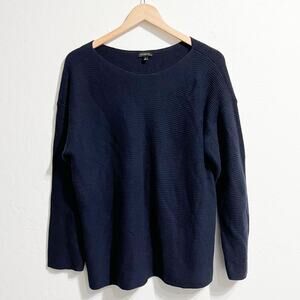 Talbots Sweaters XL Wool Blend Knit Long Sleeve Ribbed Navy Blue Classic Capsule